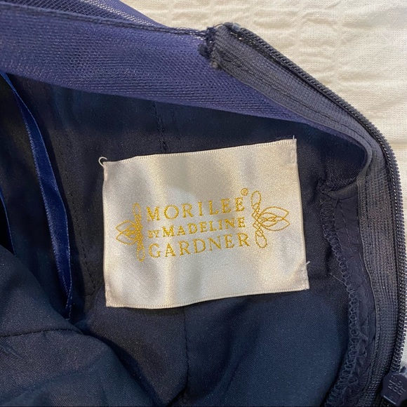 Morilee Madeline Gardner Chiffon Bridesmaid Dress Embroidered Gown Blue Size 8 - Picture 13 of 14